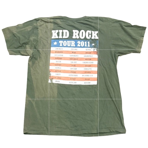 Kid Rock Tour 2011 Born Free Twenty Eleven Graphic T Shirt Men's Green Large - Picture 3 of 3